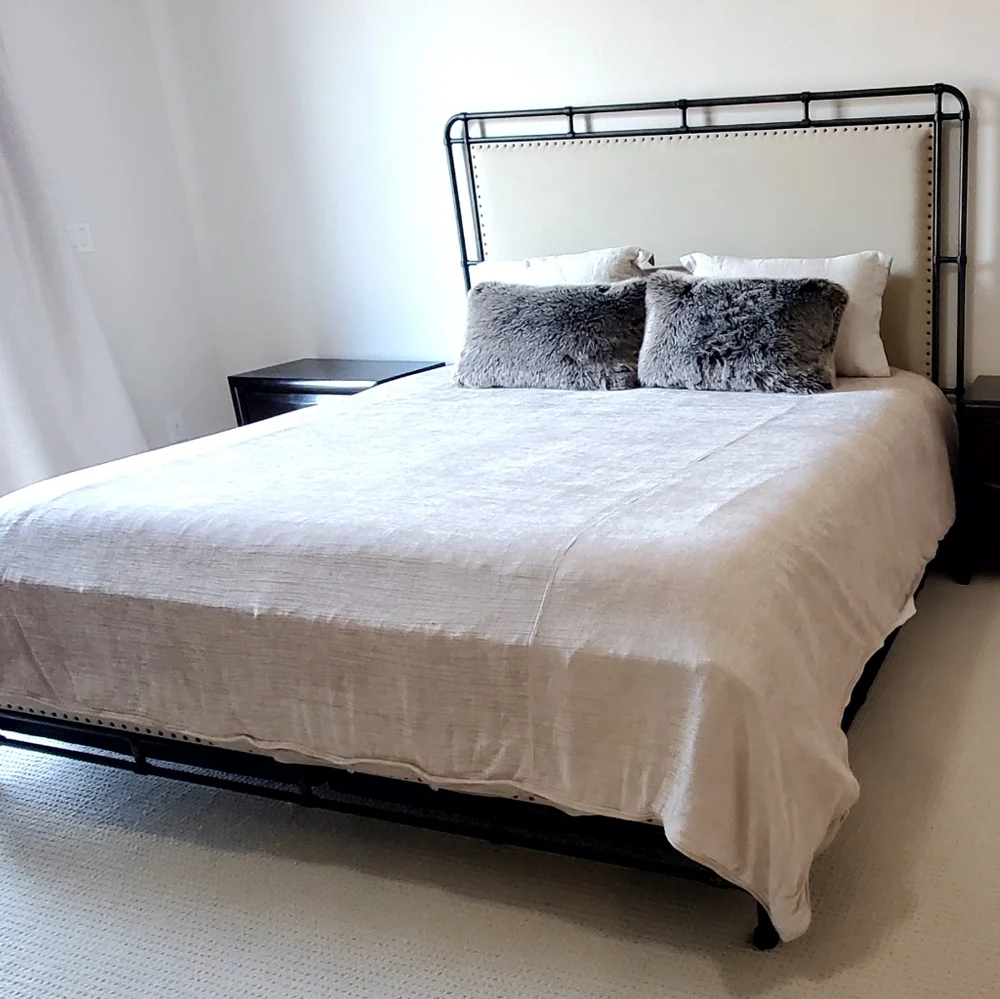 West Elm Luxurious Taupe Chenille King Duvet Cover, 108
